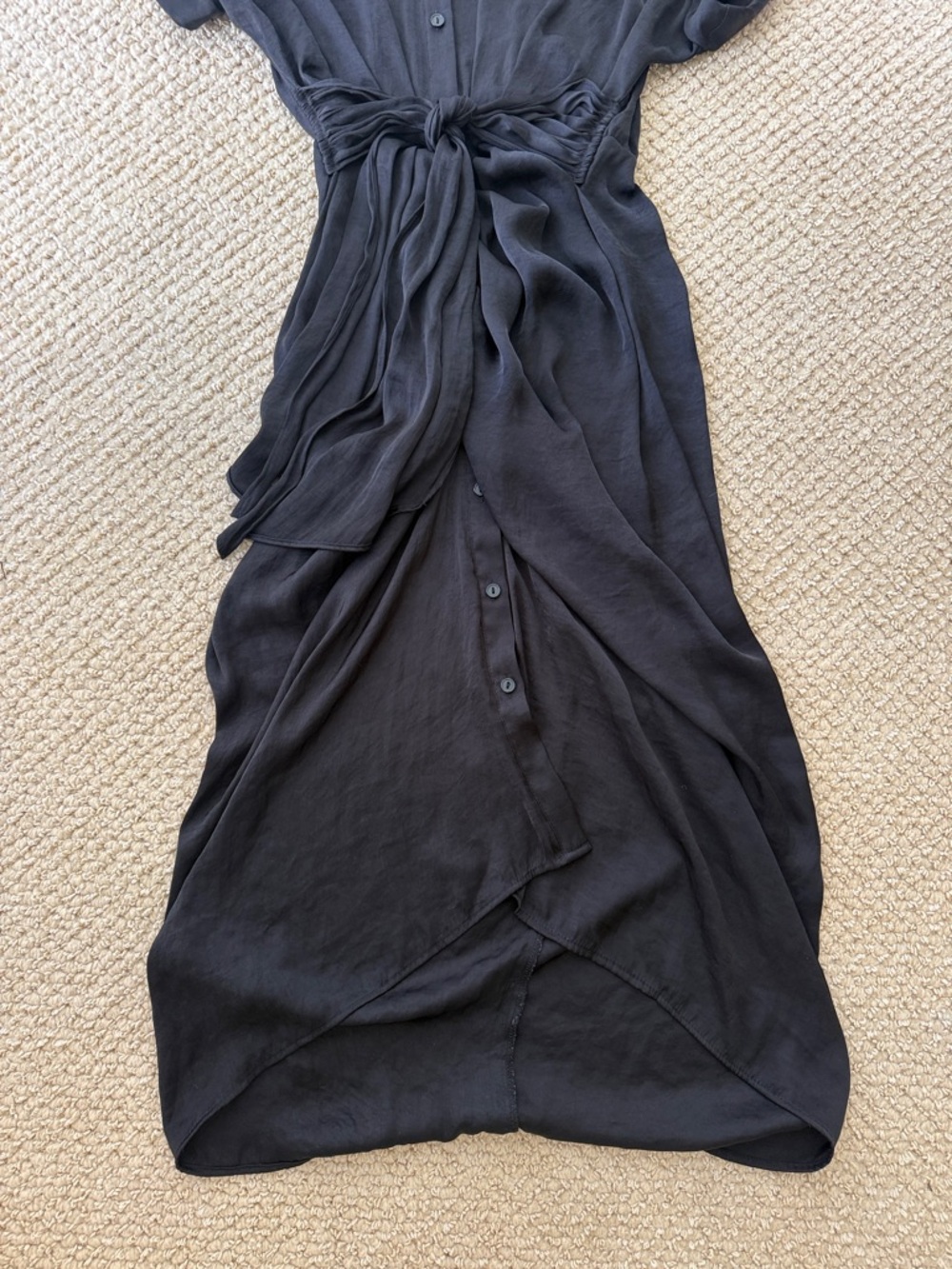 Steve Madden Tori Black Tie-Front Midi Shirt Dress size 4 - Picture 5 of 7